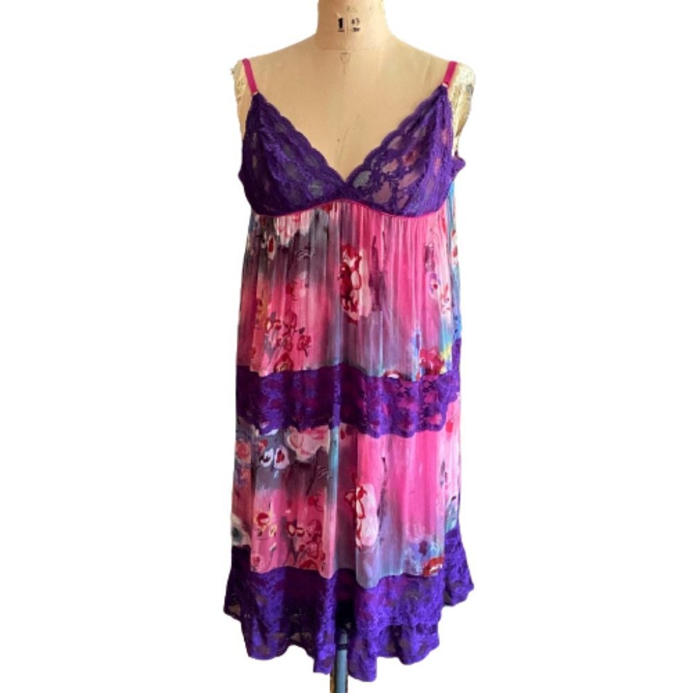 Y2K Philosophy di Alberta Ferretti silk & lace baby doll lingerie dress